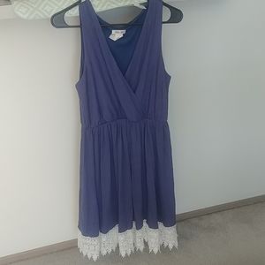 Yellow Star Fit and Flare Dress with Lace Trim